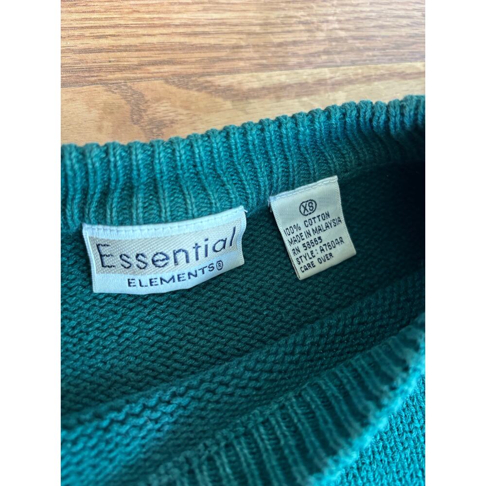Vintage Hunter Green Sweater XS | Minimalist Crewneck Knit Normcore Grandpa Core - Picture 7 of 7